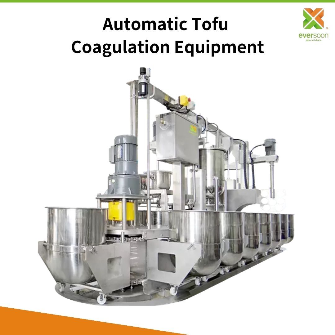 YSL Food’s Automatic Tofu Coagulation Equipment. A large-scale industrial stainless steel machine featuring a rotary system with multiple processing tanks, high-performance motors, and automated controls for professional tofu production.